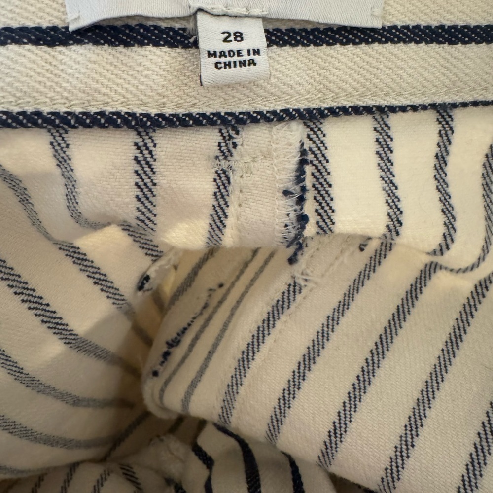 Madewell Navy Blue and White Striped Straight Leg Pants - Picture 6 of 7